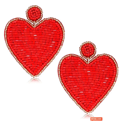 Kawaii Heart Dangle Earrings 💖✨ | Vintage Beaded Jewelry Gifts for Lovebirds 🌟💕