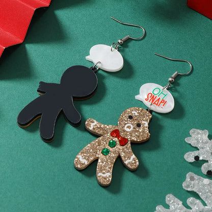 Gingerbread Man Acrylic Cute Dangle Earrings Christmas Gift 🎄