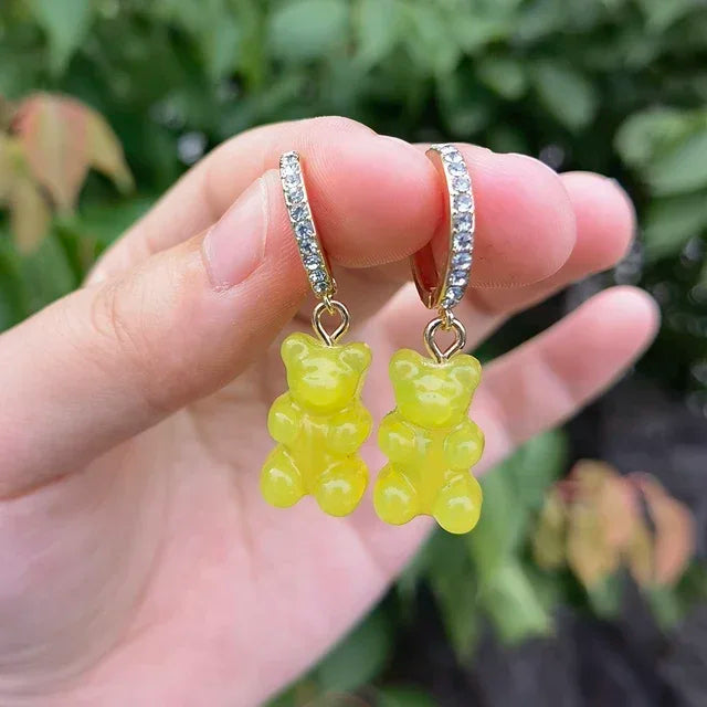 🌈 Sweet Rainbow Bear Dangle Earrings 🍬✨ Cute Acrylic Drop Jewelry for Trendy Girls! 🐻💖