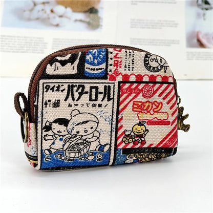 Kawaii Canvas Cartoon Keychain Wallet 🌈✨ | Adorable Mini Card & Coin Purse for Kids & Ladies 💖👜