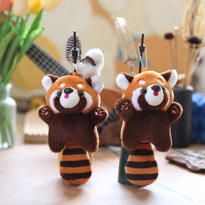 Cute Red Panda Plush Keychain Pendant Toy 🐼 Soft Raccoon Charm For Backpacks