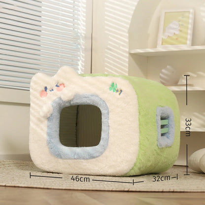 Kawaii Cozy Cat Cave 🐾 Plush Nest for Kittens & Small Dogs 🌟 Warm Pet Home