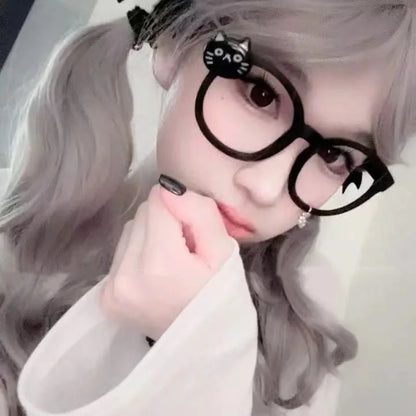 Kawaii Cat Paw Glasses Frame 🐾✨ | Y2K Anime Retro Eyewear 🎀 | Cute Decorative Gift 🎁 for Cosplay & Parties!