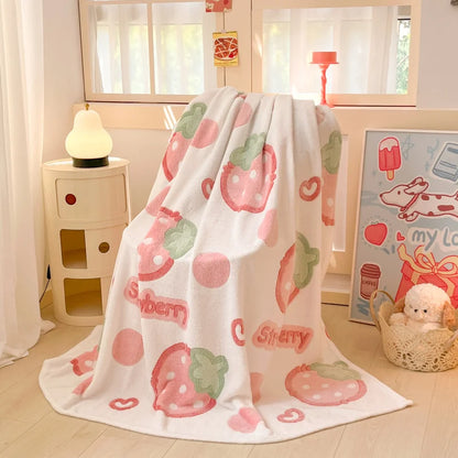 Cute Strawberry Dreams 🍓✨ Cozy Flannel Blanket for Kids - Perfect for Cuddles & Adventures! 🌟🛋️ - Pixie Quill