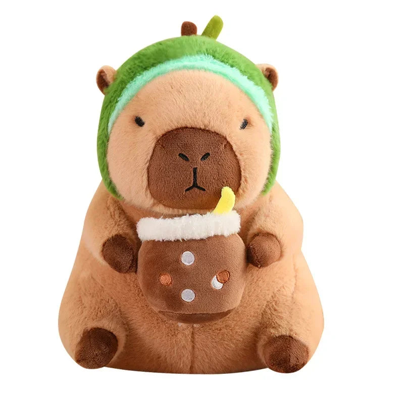 Capybara Cuddle Buddy 🦙✨ Toasty Dino Dress Plushie 🍞🎉 Boba & Fruit Fun! - Pixie Quill
