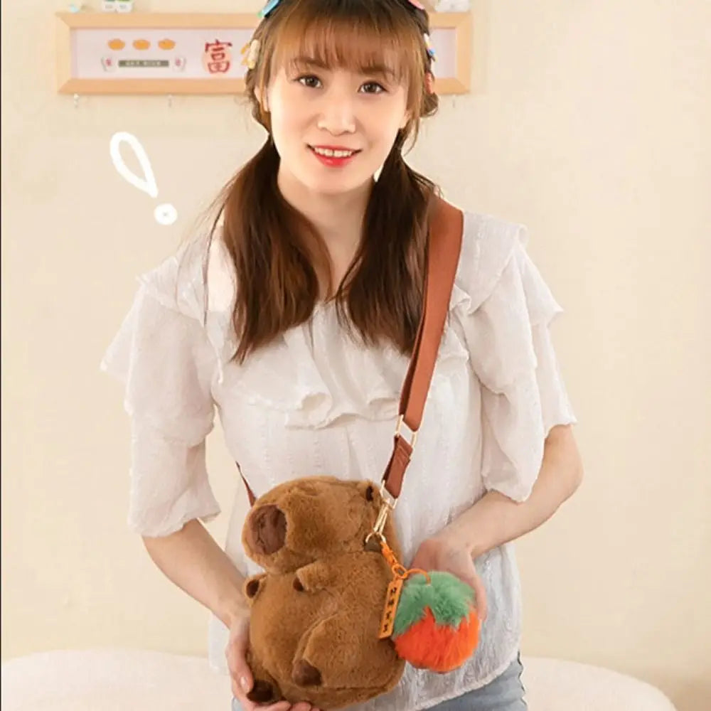 Kawaii Capybara Plush Backpack 🐾 | Adorable Large Capacity Crossbody Bag for Kids & Teens 🎒✨