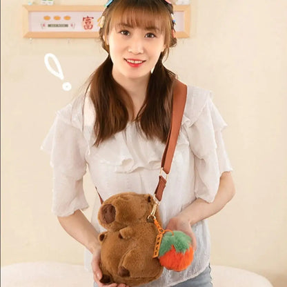 Kawaii Capybara Plush Backpack 🐾 | Adorable Large Capacity Crossbody Bag for Kids & Teens 🎒✨
