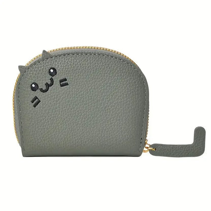 Cartoon Cat Wallet With Card Slots Zipper Coin Holder PU Leather 🐱💖