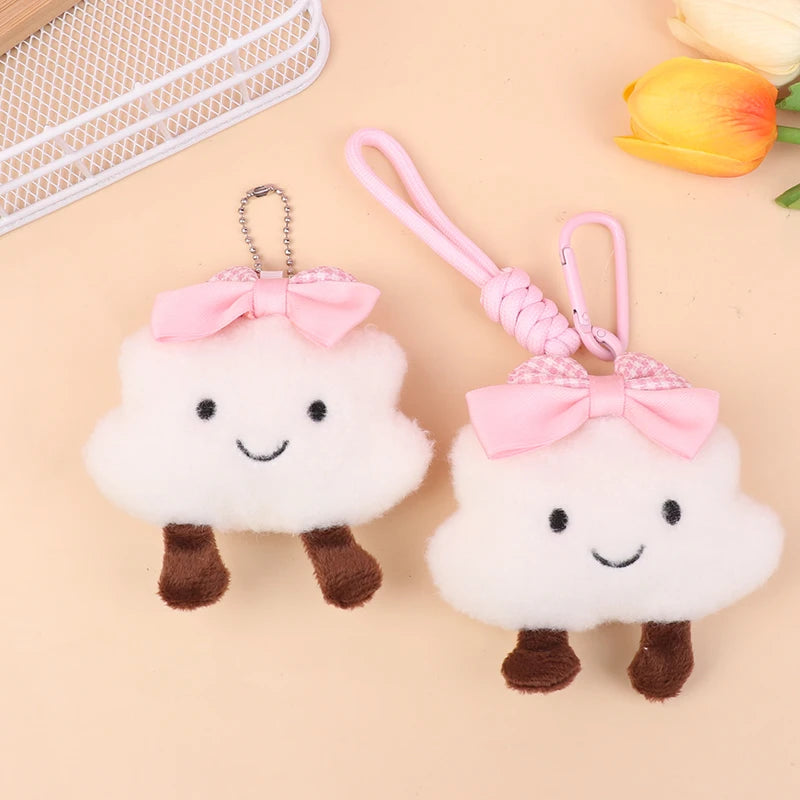 Cloud Bow Plush Keychain Cute Cloud Doll Bag Charm Soft Stuffed Accessory 🎀🧸