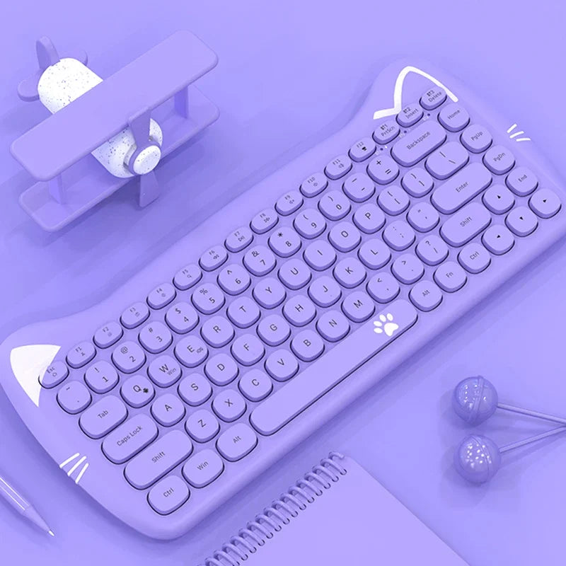Kawaii AJAZZ 3060i Bluetooth Keyboard 🌸 84-Key Cute & Portable Wireless Design for PC 💕 Perfect Gift for Girls!