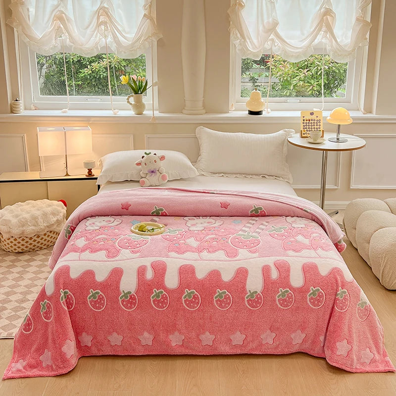 Kawaii Snowflake Velvet Cozy Curled Blanket - Soft, Snuggly & Adorably Versatile! ❄️💖