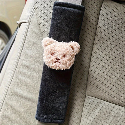 Kawaii Bear Seat Belt Cushions 🐻✨ | 2pcs Adorable Shoulder Strap Protectors for Kids & Children