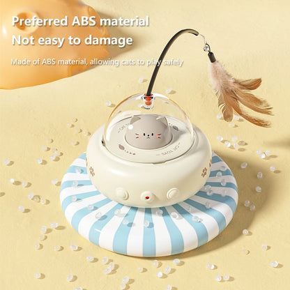 Kawaii Electric UFO Cat Teaser Stick 🛸✨ - Interactive Feather Toy with Bell for Playful Feline Fun! 🐾🎀
