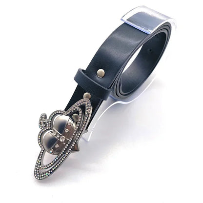 ✨ Kawaii Saturn Crown Buckle Belt 💖 Spicy Style for Fashionistas 🌈