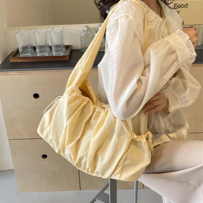 Kawaii Chic Nylon Pleated Crossbody Bag 🎀✨ | Trendy Women's Tote with Large Capacity - Perfect for Casual Adventures! 👜💕