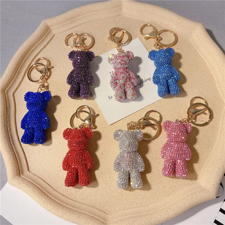 Diamond Studded Teddy Bear Keychain Cartoon Doll Charm 🐻✨