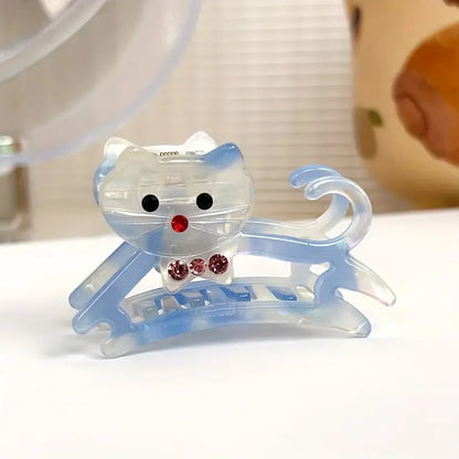 Korean Cute Cat Hair Clip for Half Ponytail Women 🐱✨ Sweet Bow Accent