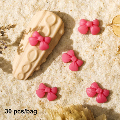 Cute Kawaii 3D Bear Bow Nail Art Charms ✨🎀 - 30pcs Macaron Matte Resin Decorations for DIY Nail Designs! 💅🐻