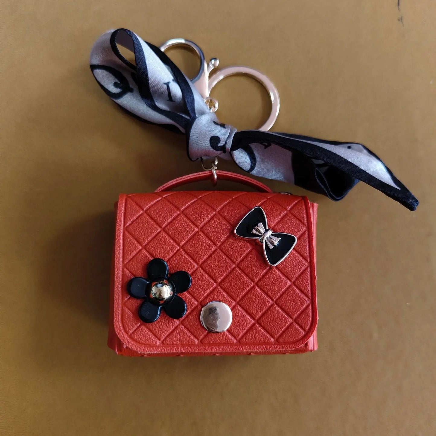 Korean Floral Bow Earphone Storage Keychain Bag Charm Leather Coin Purse 💖👜
