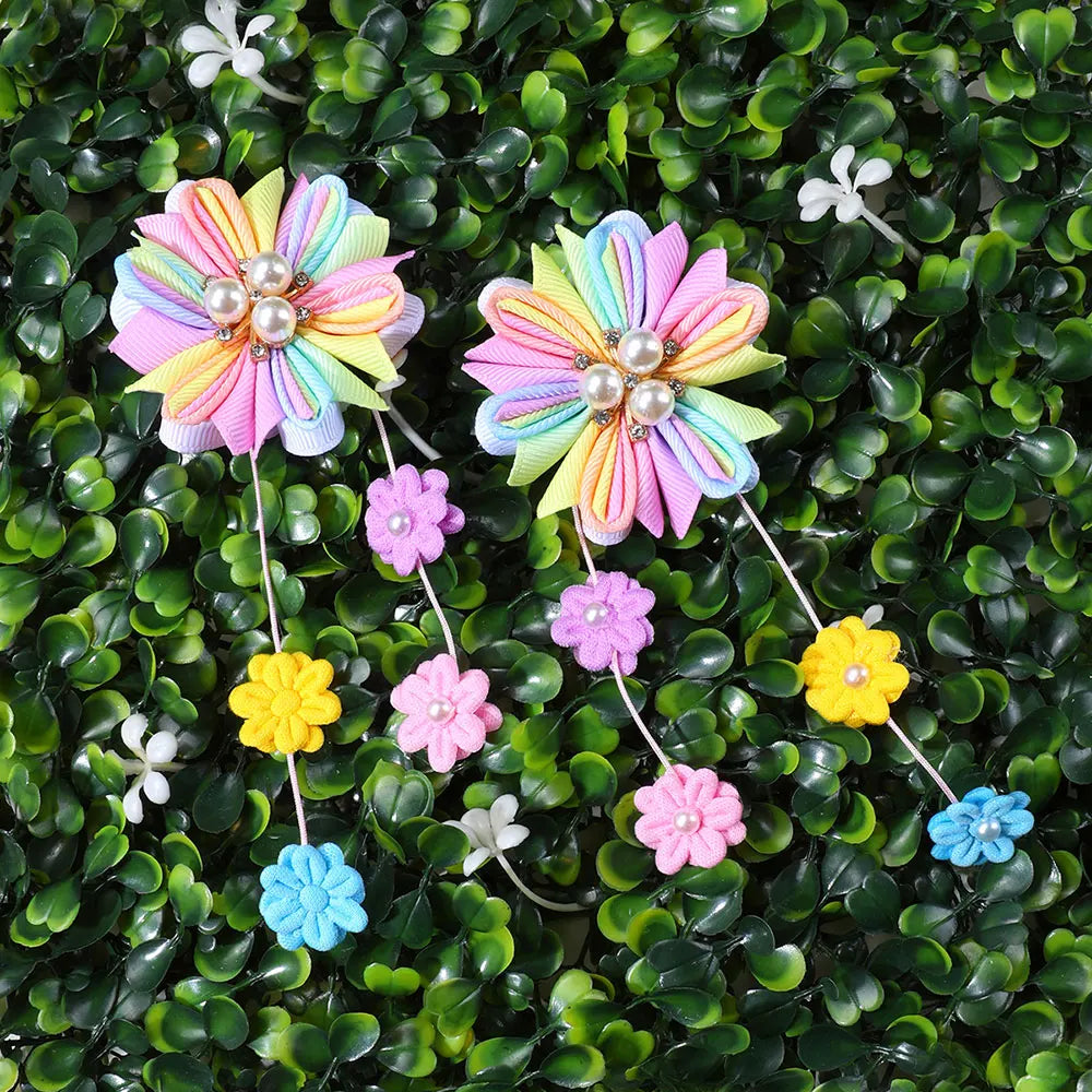🌸✨ Adorable Flower Hair Clips Set for Girls 🌷💖 Bead & Tassel Delight! 🎀💫 - Pixie Quill