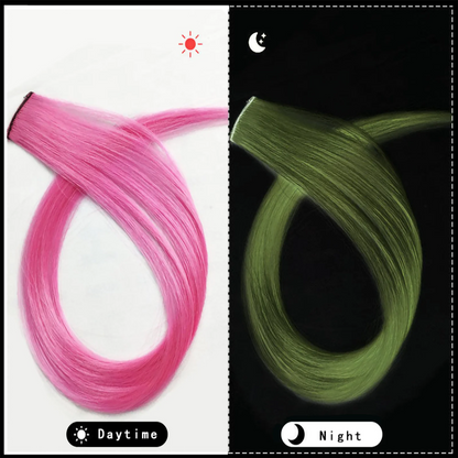 Glow In The Dark 20 Inch Rainbow Hair Extensions Clip On Wig ✨🌈🎀