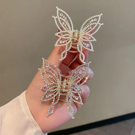 ✨ Kawaii Glitter Butterfly Hair Claw Clip 🦋 - Elegant Hollow Design for Girls & Women 🌸 Perfect for Ponytails & Vintage Styles!
