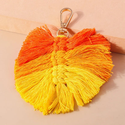 Pastel Rainbow Tassel Hand Knit Keychain For Car Bag Gift 🎀🌈💖