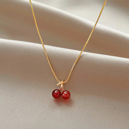 Kawaii Stainless Steel Cherry Blossom Pendant Necklace 🌸✨ - Fashionable Wedding Jewelry for Women, Perfect Birthday Gift! 🎉💖