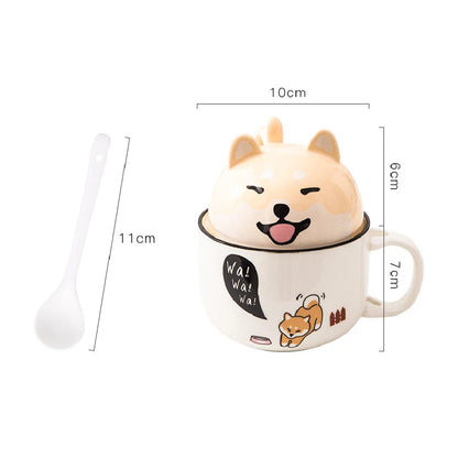 Kawaii Shiba Inu & Cat Ceramic Mug 🐕🐈 - Adorable Cartoon Cup for Cozy Tea & Coffee ☕️💖