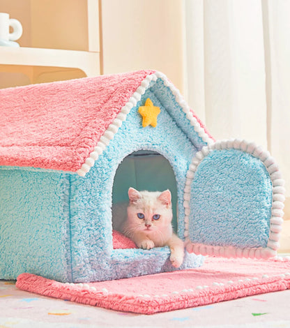 Removable Enclosed Cave for Pet, Dog House, Cat Bed, Winter Dog Villa, Sleep Kennel, Warm Nest, Sofa, Pet Supply