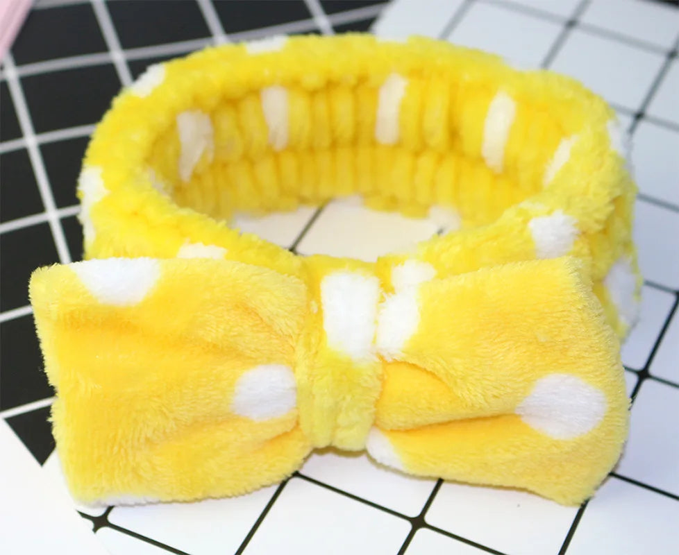 Women Wash Face Makeup Soft Coral Fleece Elastic Headband Head Wrap Cute Rabbit Bow Animal Ears Hairband Girl Hair Accessories