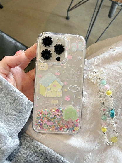 ✨ Sparkly Quicksand Glitter Family Bow Phone Case for iPhone 11-16 Pro Max 📱💖