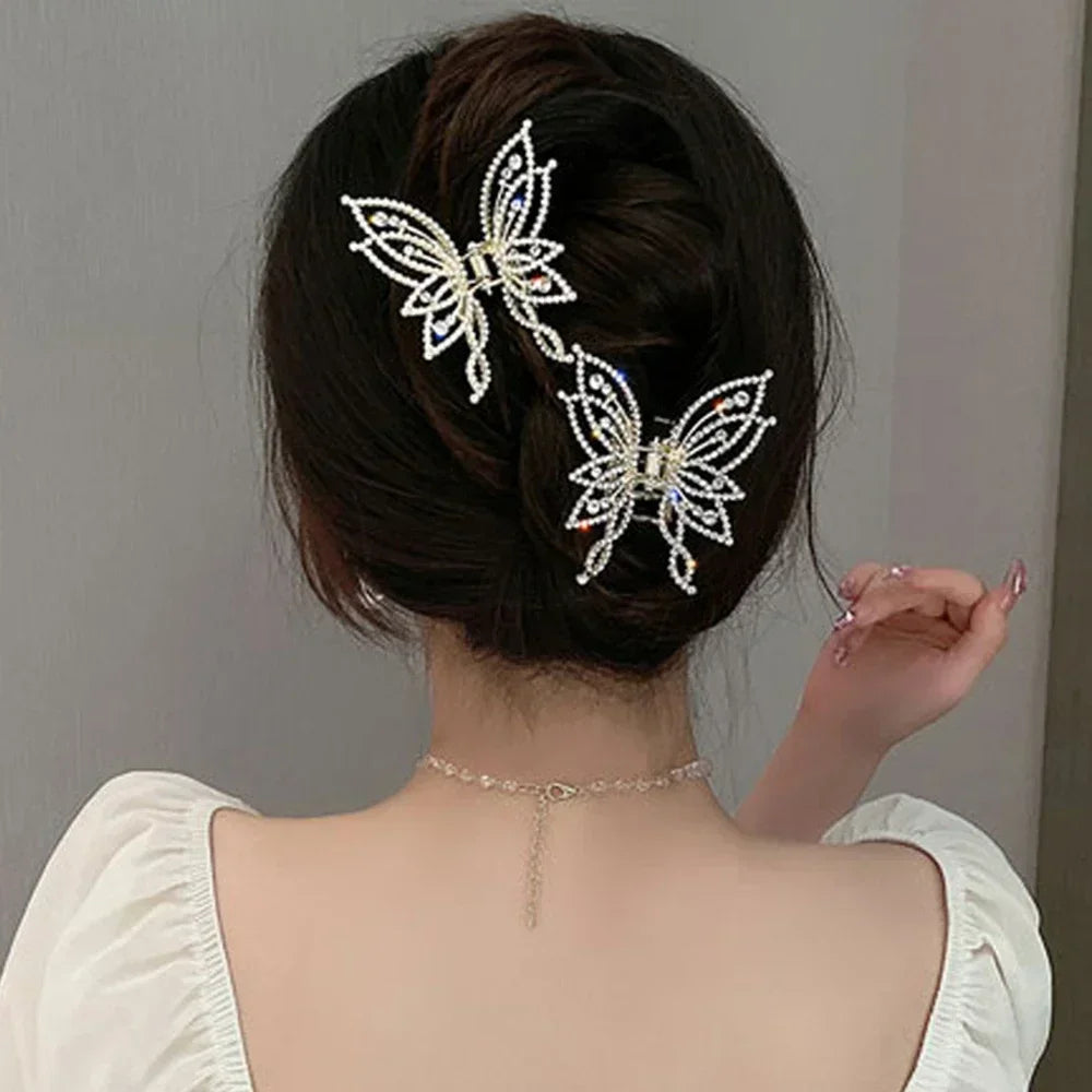 ✨ Kawaii Glitter Butterfly Hair Claw Clip 🦋 - Elegant Hollow Design for Girls & Women 🌸 Perfect for Ponytails & Vintage Styles!