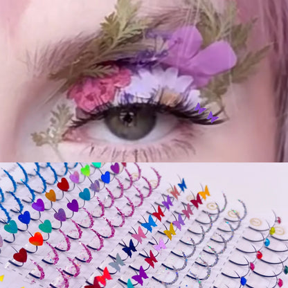 ✨Sparkling Butterfly Mink Lashes 🌟 Kawaii Diamond Glitter False Eyelashes 💖 Sweet Heart Fairy Makeup Clusters