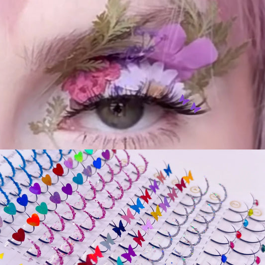 ✨Sparkling Butterfly Mink Lashes 🌟 Kawaii Diamond Glitter False Eyelashes 💖 Sweet Heart Fairy Makeup Clusters