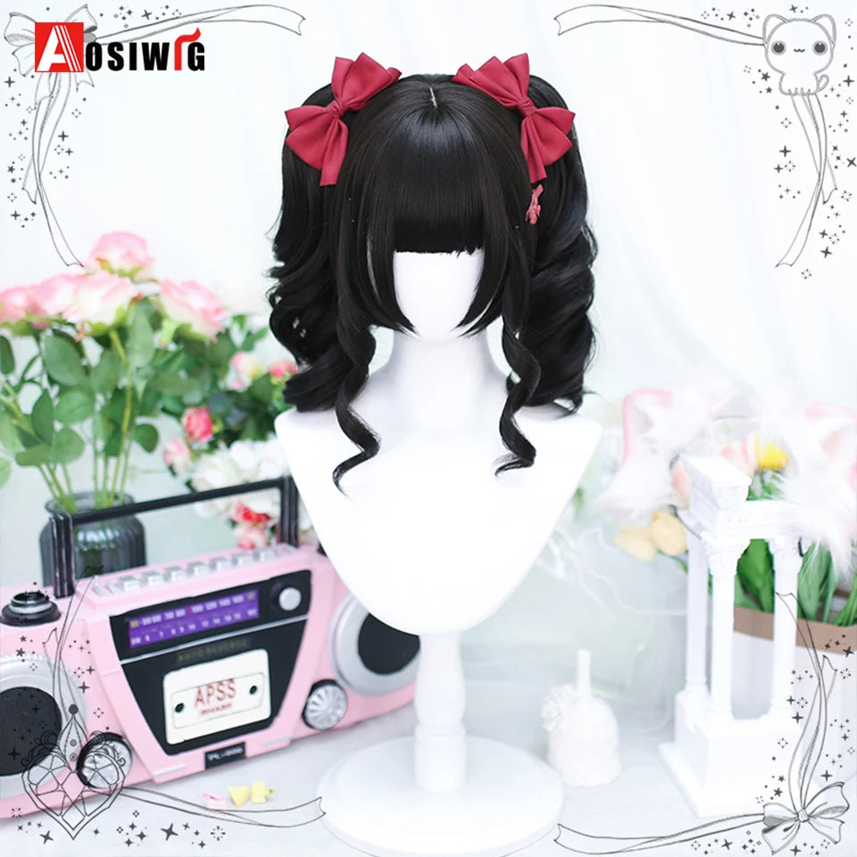 Cute Ombre Blonde & Black Double Ponytail Lolita Wig 🎀✨ - Kawaii Cosplay Hair with Bangs for Harajuku Style! 💖👸