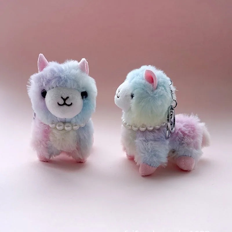 Kawaii Plush Alpaca Keychain 🦙✨ - Adorable Rainbow Animal Bag Charm for Women 🎒💕