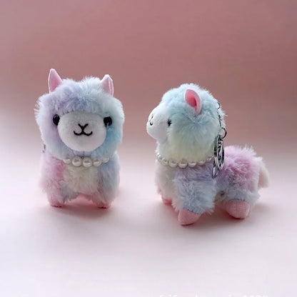Kawaii Plush Alpaca Keychain 🦙✨ - Adorable Rainbow Animal Bag Charm for Women 🎒💕