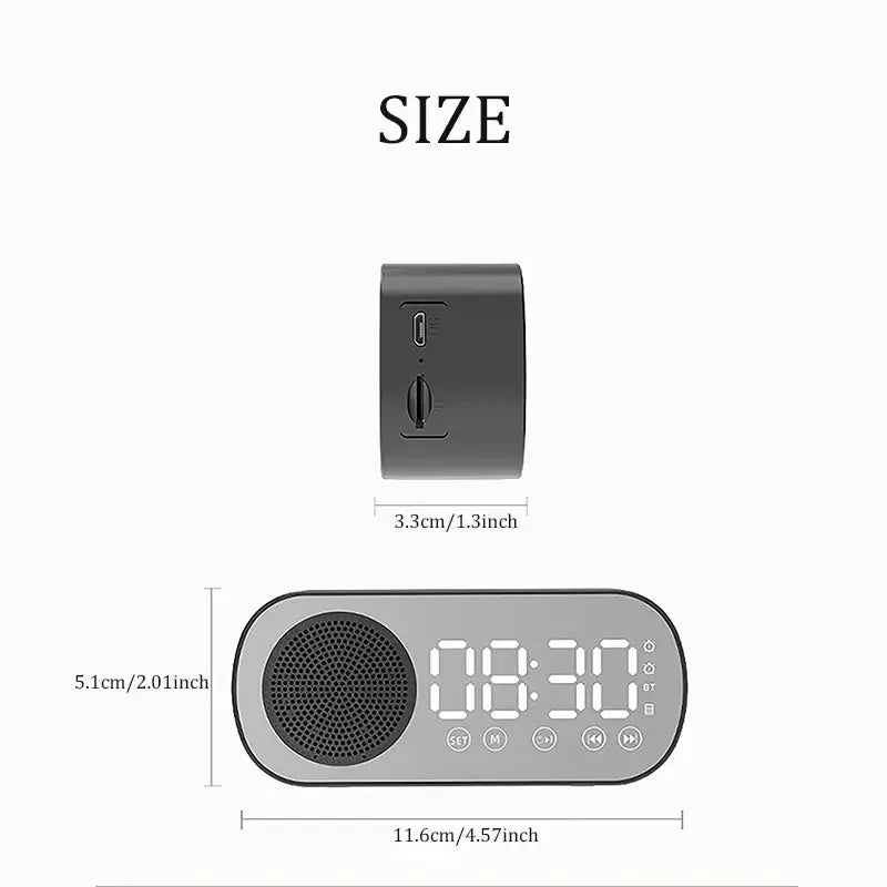 Cute LED Mirror Alarm Clock & Bluetooth Speaker 🎶✨ | Multifunctional Kawaii Music Player with FM Radio & Subwoofer 💖