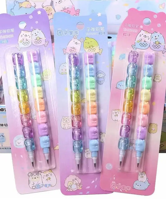 Kawaii Bear Mechanical Pencil Set 🐻✏️ | 2pcs Adorable Non-Sharpening Writing Pens for Students & Office | Cute Stationery Gifts 🎁