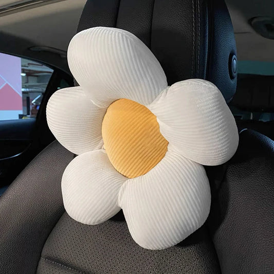 Kawaii Sunflower Car Neck Pillow 🌼 | Adorable Cartoon Headrest for Girls 🚗💕 | Creative Cute Interior Accessory