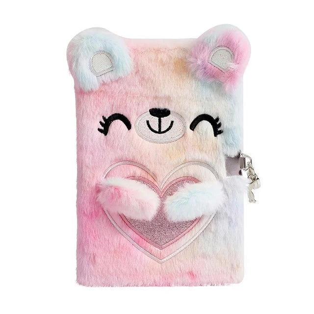 Kawaii Plush Bear A5 Diary 🐻✨ Cute Cartoon Notebook with Lock - Perfect Gift for Girls! 📚💖