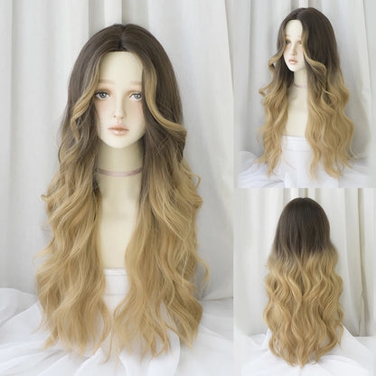 Kawaii Blonde Cosplay Wig 🎀✨ | Wavy Synthetic Hair with Bangs for Daily & Party Looks 💖