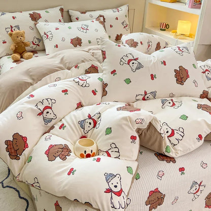 Cute Cat & Floral Duvet Cover Set 🌸🐱 | Adorable Bedding for Girls & Kids!