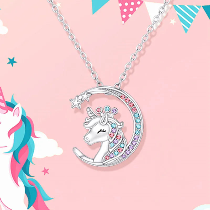 Kawaii Unicorn Birthstone Crystal Necklace 🦄✨ | Cute Jewelry Gift for Girls 🎁💖