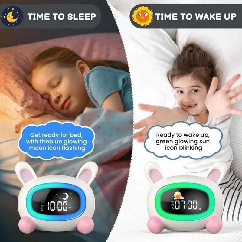 Kawaii Kids Sleep Trainer Alarm Clock 🌙💚 - Wake-Up Light & Sound Machine 🎉 Perfect Birthday Gift for Boys & Girls!