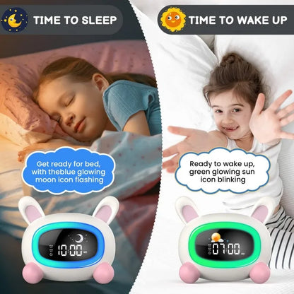 Kawaii Kids Sleep Trainer Alarm Clock 🌙💚 - Wake-Up Light & Sound Machine 🎉 Perfect Birthday Gift for Boys & Girls!