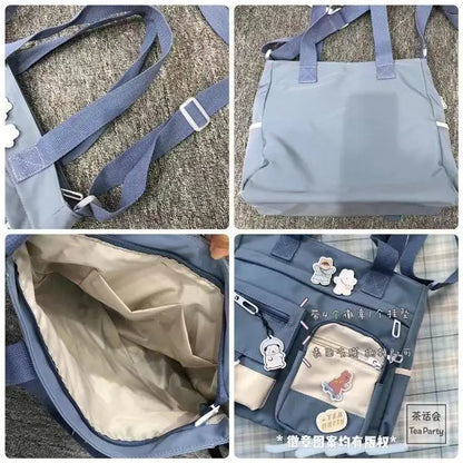 Kawaii Nylon Waterproof Satchel 👜✨ | Adorable Japanese Crossbody Messenger Bag for Students & Girls 🎒💖