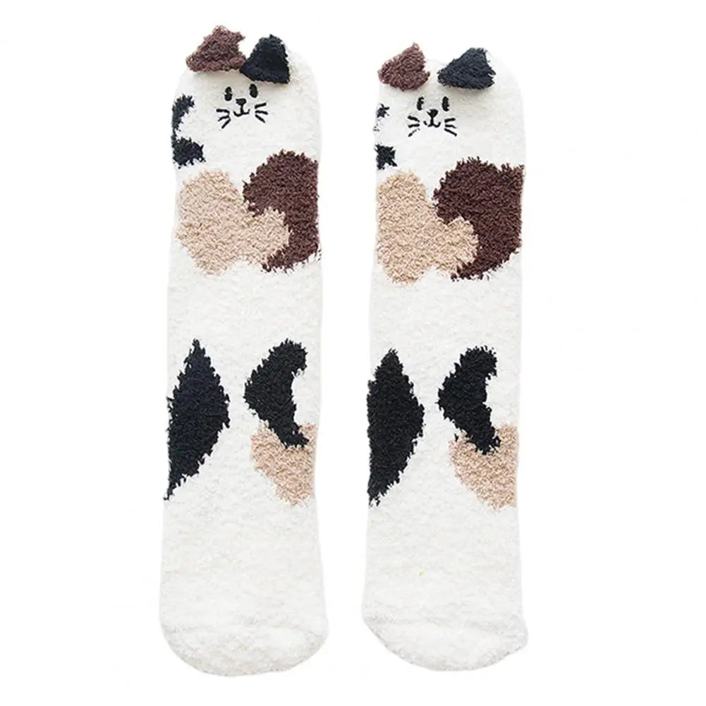 Kawaii Cozy Critter Socks 🐾🧦 | Fuzzy Fluffy Coral Fleece for Adults | Cute Cat, Rabbit, Alpaca & Giraffe Designs for Winter Warmth ❄️✨