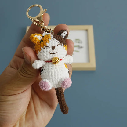 Handmade Kitten Crochet Keychain For Backpack Cute Cat Doll Pendant 🧶🐾